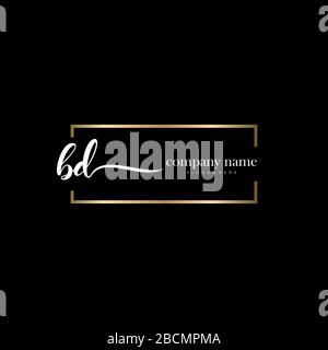 BD Initial Letter handwriting logo hand drawn template vector, logo for beauty, cosmetics, wedding, fashion and business Stock Vector