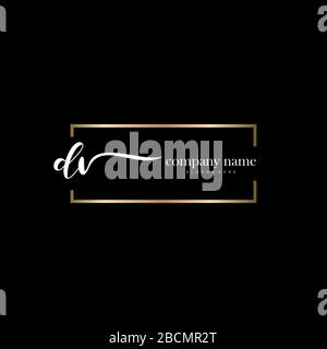 DV Initial Letter handwriting logo hand drawn template vector, logo for beauty, cosmetics, wedding, fashion and business Stock Vector