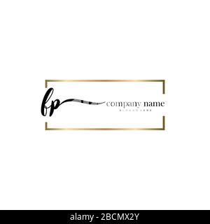 FP Initial Letter handwriting logo hand drawn template vector, logo for beauty, cosmetics, wedding, fashion and business Stock Vector