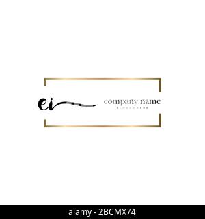 EI Initial Letter handwriting logo hand drawn template vector, logo for beauty, cosmetics, wedding, fashion and business Stock Vector