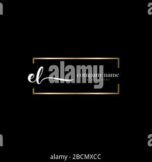 EL Initial Letter handwriting logo hand drawn template vector, logo for beauty, cosmetics, wedding, fashion and business Stock Vector
