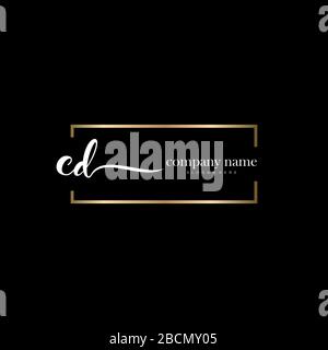 CD Initial Letter handwriting logo hand drawn template vector, logo for beauty, cosmetics, wedding, fashion and business Stock Vector