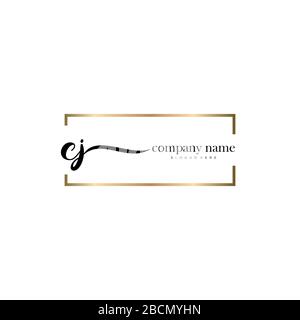 CJ Initial Letter handwriting logo hand drawn template vector, logo for beauty, cosmetics, wedding, fashion and business Stock Vector