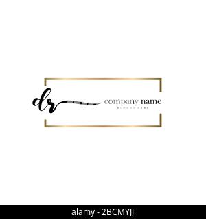 DR Initial Letter handwriting logo hand drawn template vector, logo for beauty, cosmetics, wedding, fashion and business Stock Vector
