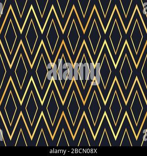 Abstract art deco style seamless pattern with classic gold and black geometric design. Luxury retro background for elegant textile print or web backdr Stock Vector