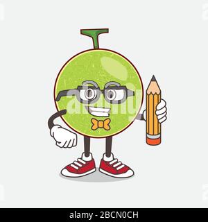 Green Cantaloupe Melon Mascot Character Vector Illustration Stock Vector