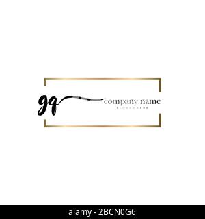 GQ Initial Letter handwriting logo hand drawn template vector, logo for beauty, cosmetics, wedding, fashion and business Stock Vector