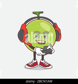 Green Cantaloupe Melon Mascot Character Vector Illustration Stock Vector