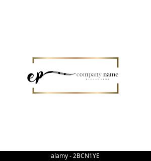 EP Initial Letter handwriting logo hand drawn template vector, logo for beauty, cosmetics, wedding, fashion and business Stock Vector