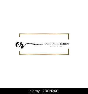 ER Initial Letter handwriting logo hand drawn template vector, logo for beauty, cosmetics, wedding, fashion and business Stock Vector