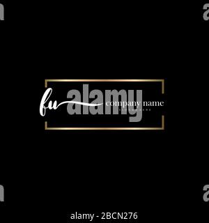 FU Initial Letter handwriting logo hand drawn template vector, logo for beauty, cosmetics, wedding, fashion and business Stock Vector