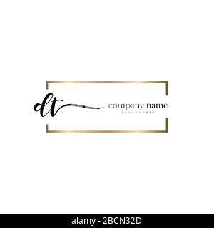 DT Initial Letter handwriting logo hand drawn template vector, logo for beauty, cosmetics, wedding, fashion and business Stock Vector