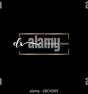 DX Initial Letter handwriting logo hand drawn template vector, logo for beauty, cosmetics, wedding, fashion and business Stock Vector