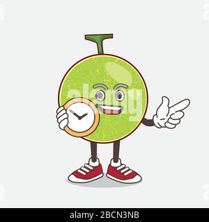 Green Cantaloupe Melon Mascot Character Vector Illustration Stock Vector