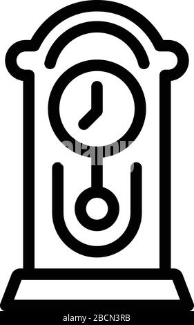 Business pendulum clock icon, outline style Stock Vector
