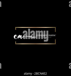 EM Initial Letter handwriting logo hand drawn template vector, logo for beauty, cosmetics, wedding, fashion and business Stock Vector