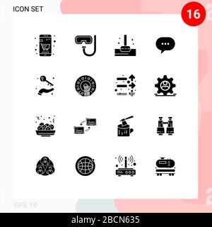 Stock Vector Icon Pack of 16 Line Signs and Symbols for holding, growing, mop, bubble, comment Editable Vector Design Elements Stock Vector