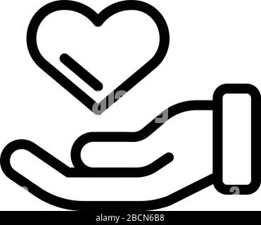 Keep loving heart in hand icon, outline style Stock Vector