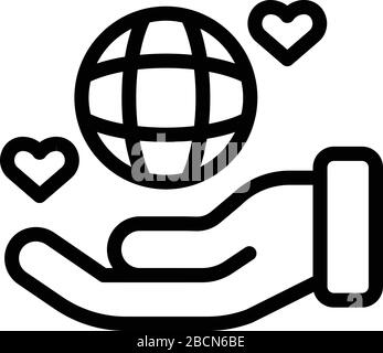 Keep global affection icon, outline style Stock Vector