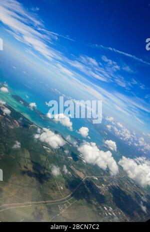 View from plane over Jamaica Stock Photo