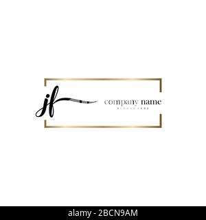 JF Initial Letter handwriting logo hand drawn template vector, logo for beauty, cosmetics, wedding, fashion and business Stock Vector