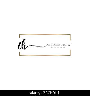 IH Initial Letter handwriting logo hand drawn template vector, logo for beauty, cosmetics, wedding, fashion and business Stock Vector