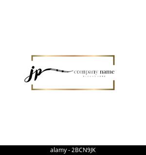 JP Initial Letter handwriting logo hand drawn template vector, logo for beauty, cosmetics, wedding, fashion and business Stock Vector