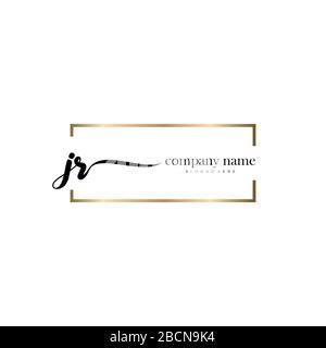 JR Initial Letter handwriting logo hand drawn template vector, logo for beauty, cosmetics, wedding, fashion and business Stock Vector