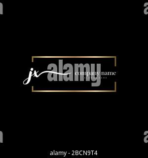 JX Initial Letter handwriting logo hand drawn template vector, logo for beauty, cosmetics, wedding, fashion and business Stock Vector