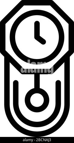 Chalet pendulum clock icon, outline style Stock Vector