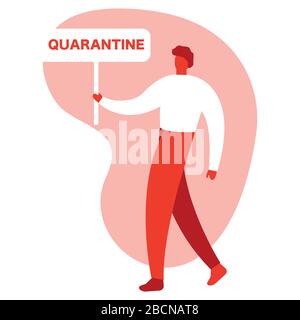 MERS-Cov - middle East respiratory syndrome coronavirus , Novel coronavirus 2019-nCoV, with banner in hand. Concept - Let s stop coronavirus. The man Stock Vector