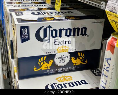 Santa Barbara, California, USA. 30th Mar, 2020. Coronavirus Kills Corona Beer Sales: .Corona Beer is still on the shelves at Safeway in Goleta, CA, but not for long. On Thursday Grupo Modelo, the maker of the beer and a subsidiary of Anheuser-Busch InBev, announced it was temporarily ending production and marketing of Corona Beer, along with its other brands like Pacifica and Models Beer, as a result of the Mexican government's decision to suspend all 'non-essential' activities for the next month in an attempt to slow the spread of coronavirus throughout the country. (Credit Image: © Amy Katz Stock Photo