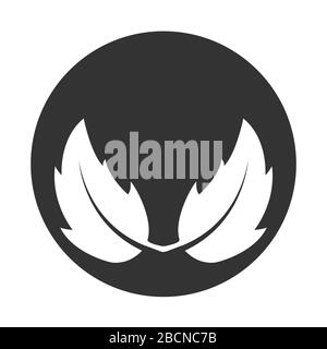 Inside the circle two sheets, vector stock illustration isolated on white background, flat modern design for logo, logo, sticker Stock Vector