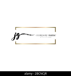 JG Initial Letter handwriting logo hand drawn template vector, logo for beauty, cosmetics, wedding, fashion and business Stock Vector