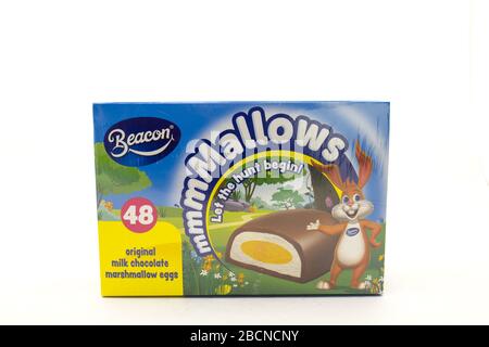 Alberton, South Africa - a box of Beacon marshmallow chocolate Easter eggs isolated on a clear background image with copy space Stock Photo