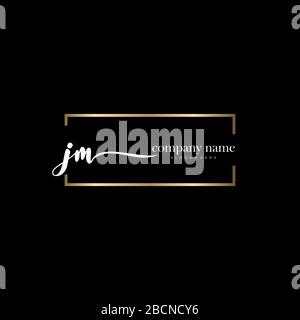 JM Initial Letter handwriting logo hand drawn template vector, logo for beauty, cosmetics, wedding, fashion and business Stock Vector