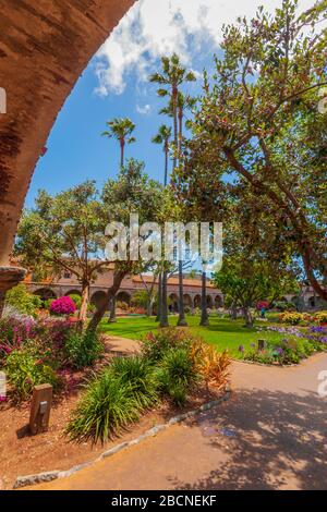 San Juan Capistrano, USA - May 09, 2011: The Spanish Mission in San Juan Capistrano, California, USA (with visitors). It was founded on 1776, by Spani Stock Photo