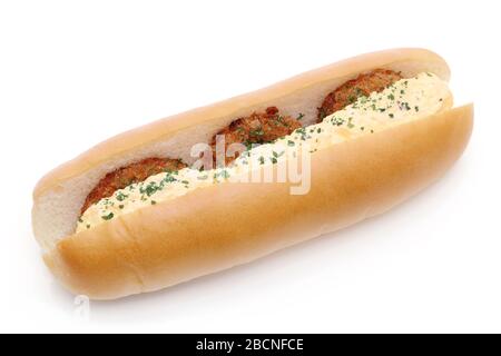 Japanese food Korokke, Croquette pan bread on white background Stock Photo