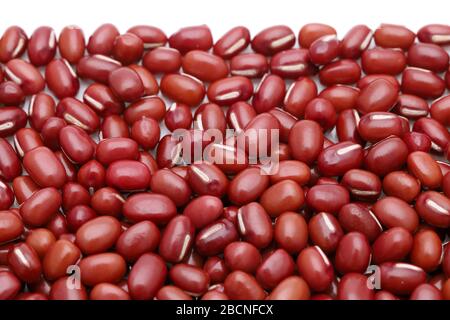 Close up of azuki red beans, Health food, Isolated on white background Stock Photo