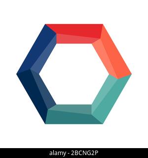 hexagon with colored sections for infographics, plans, or strategies, isolated on a white background. Simple design Stock Vector