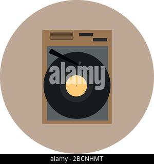 Vintage retro vinyl record player or gramophone isolated icon vector illustration Stock Vector