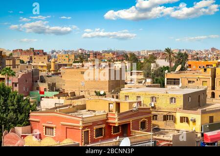 Giza residential neighbourhood from plateau at sunny day Stock Photo