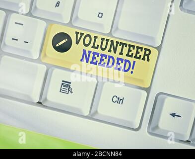 Handwriting text writing Volunteer Needed. Conceptual photo need work for organization without being paid Stock Photo