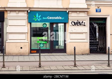 Cracow. Krakow. Poland. Closed cannabis shop. Covid second wave