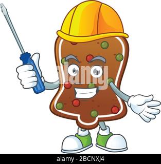 Smart automotive gingerbread bell presented in mascot design style Stock Vector