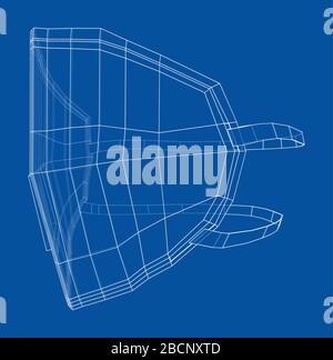 Medical surgical mask. Blueprint style. Vector Stock Vector