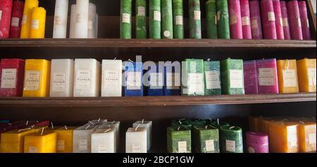 Scented candles on display ant the Balarat Candle store, Balarat, Australia Stock Photo