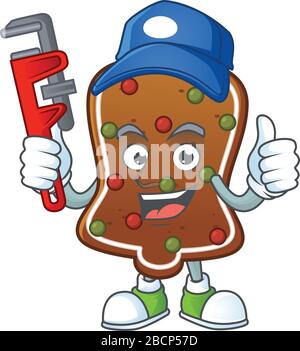 Mascot design concept of gingerbread bell work as smart Plumber Stock Vector