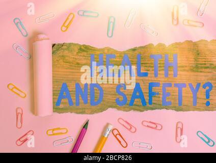 Conceptual hand writing showing Health And Safety. Concept meaning procedures intended to prevent accident in workplace Stock Photo