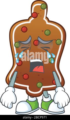 A weeping gingerbread bell cartoon character concept Stock Vector